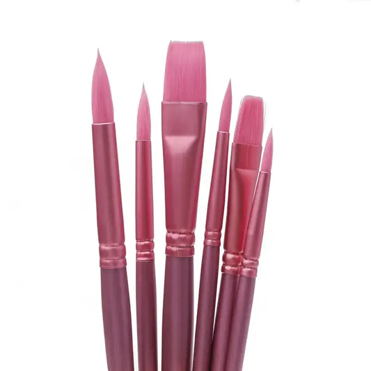 6/4 Brush Set, Sharp and Flat Watercolor Brushes, Nylon Hair Acrylic Brushes, Painting Supplies