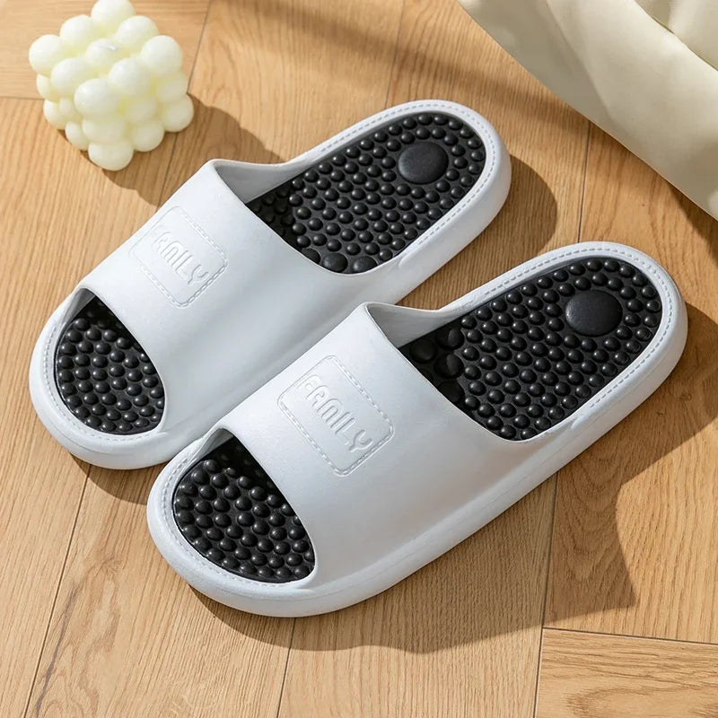 New Summer Concise Trend Couple Indoor Sandals Non-slip Bathroom Slides Men Women Shoes Massage Slippers Ladies' Home Flip Flops