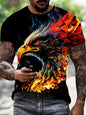 New Cool Eagle Pattern T Shirt For Men Clothing 3D Print Flame Eagle Summer Streetwear Trendy Short Sleeve Men Y2k T-Shirts Tops