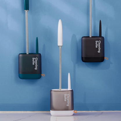 2 IN 1 Silicone Toilet Brush with Holder Toilet Cleaning Suite Wall-mounted Cleaning Tools for Bathroom Accessories Sets