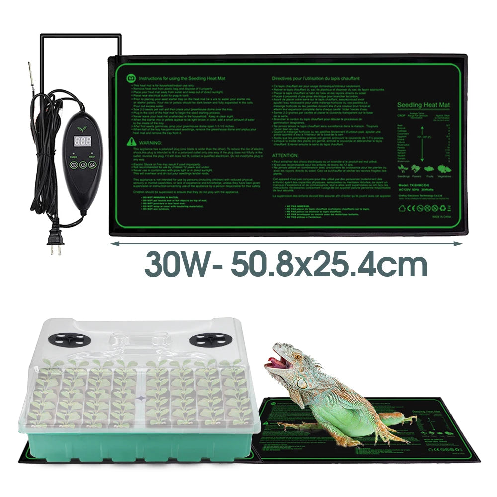 30W Heating Warm Mat 48-Holes Nursery Planting Seeds Starter Tray Garden Greenhouse Plants Seeds Seedling Adjustable Temperature