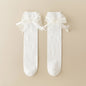 Ribbon Bow Kids Stockings Autumn Little Girl Over Knee Socks Solid Color Children Cotton Long Sock Princess Baby Calf Stocking