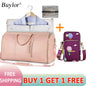 Buylor 2pcs Bags Foldable Suit Bag Large Capacity Travel Duffle Bag Waterproof Women Handbag Outdoor Fitness Bag With Shoe pouch