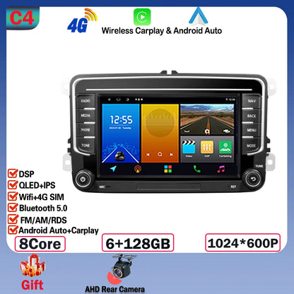 Android 14 Car Radio Carplay For VW Volkswagen Skoda Octavia Golf 5 6 Touran Passat B6 Polo Jetta CarPlay Auto Navigation Stereo