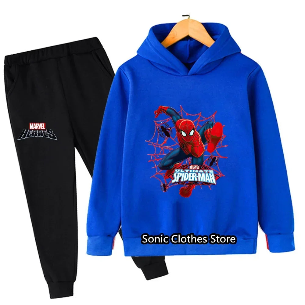 Spiderman Boys Sweater Set Spring and Autumn New Pullovers Children's Boys Big Children's All-match Two-Piece Suit
