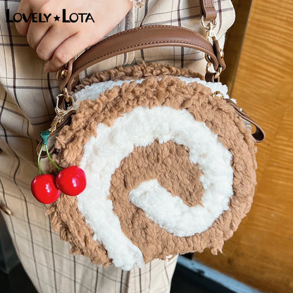 Lolita Bag Sweet Cure Downy Crossbody Bags for Girls Circular Kawaii Handbag Teenage JK Uniform Shoulder Bag Сумка Bolso