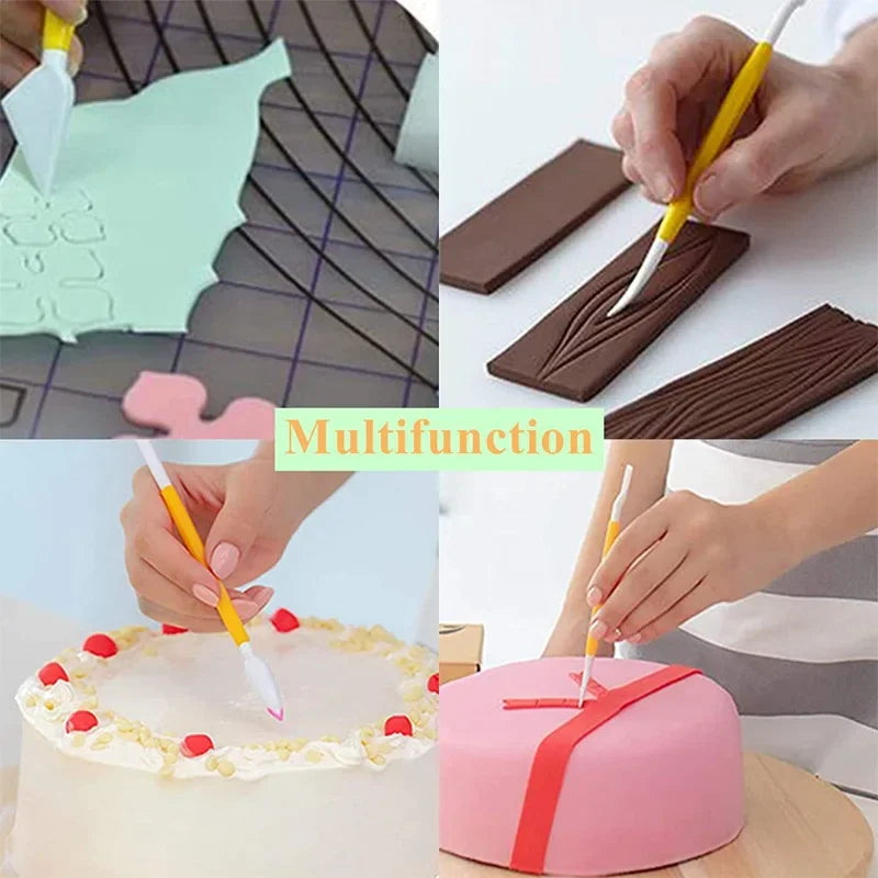 Cake Decorating 8Pcs Fondant Modelling Tools 16 Patterns Carving Flower Craft Clay Carving Pen Set Modeling Baking Accessories