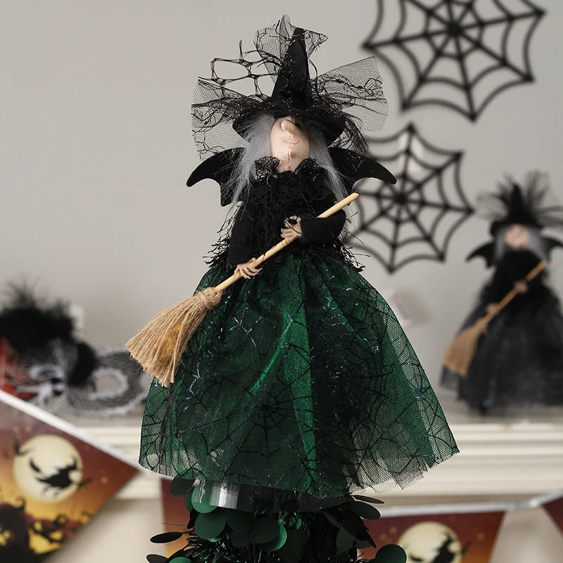 High Quality Haunted House Doll Ornaments Decorate Props Tree Top Star Witch Doll Halloween Decorations Ghost Festival