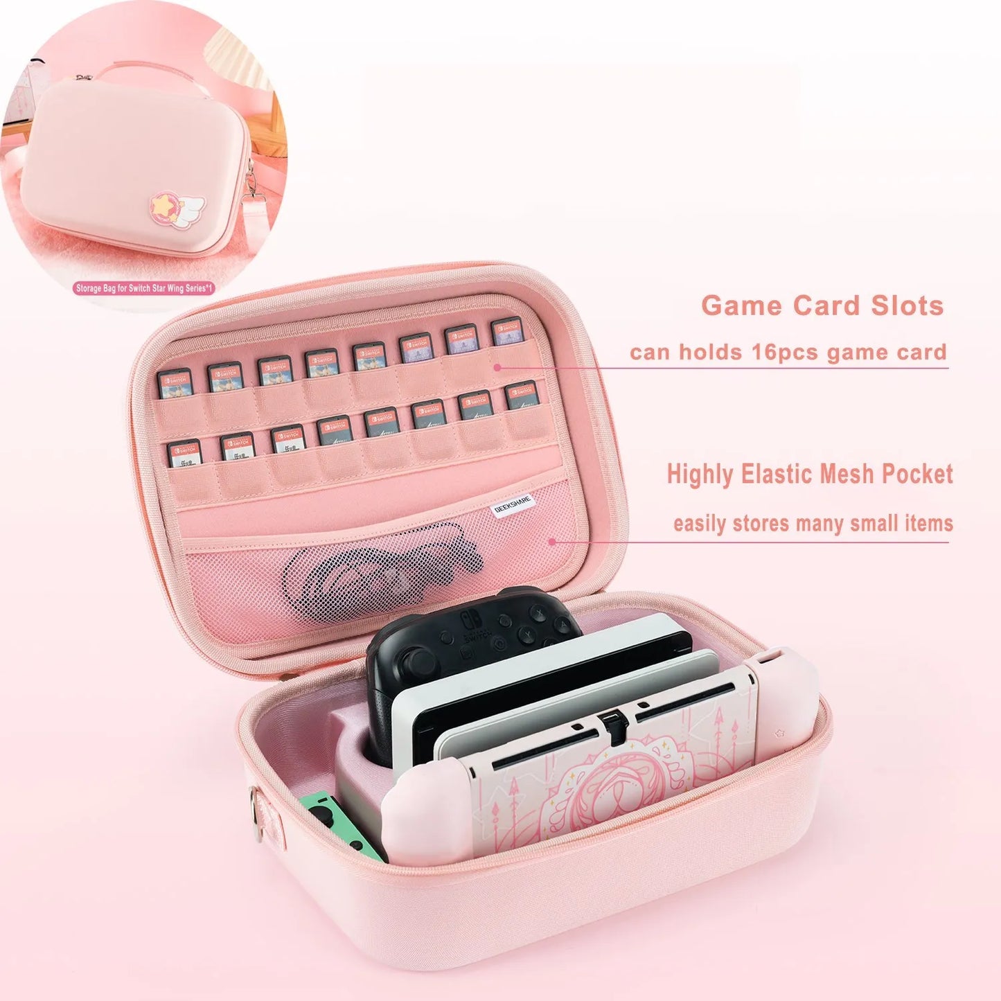 GeekShare Protective Case for Nintendo Switch OLED NS Game Accessories Pink Star 3D Silicone Switch OLED Shell High Quality