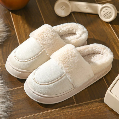 2024 New Winter Trend Concise Indoor Mule Warm Cosy Non-slip Plush Slippers For Women Closed-toe Slides Ladies Home Cotton Shoes