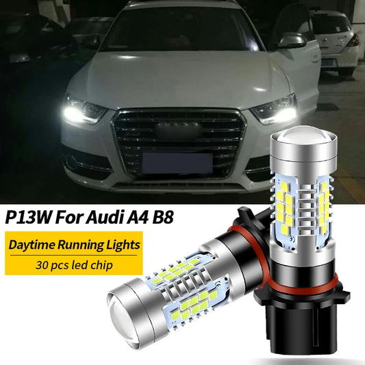 2pcs Xenon White P13W Canbus No Error LED Bulbs For Audi A4 B8 NonFL (2008-2012) Daytime Running Light DRL Lamp