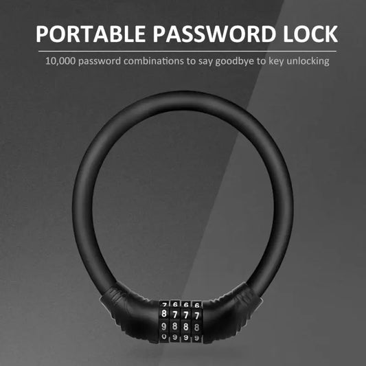 Bicycle Lock Anti-theft 4Digit Password Mountain Road Bike Safety Lock Portable Chain Number Lock Motorcycle Combination Padlock