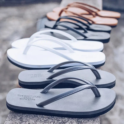 2023 Flip-flops Women Fashion Sandals Couples Clip-on Leather Beach Slippers Summer Outside Flat with Slipper Women Men Shoes
