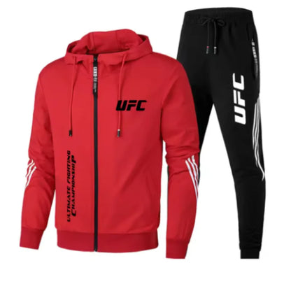 UFC Zipper Hoodie Set Comfortable Breathable Simple Casual Sports Two-Piece SetThin style