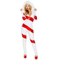 Women Christmas Outfits Costumes Sequin Embellished Long Sleeves Hooded Zipper Jumpsuit for Holiday Cosplay Party Dress Up