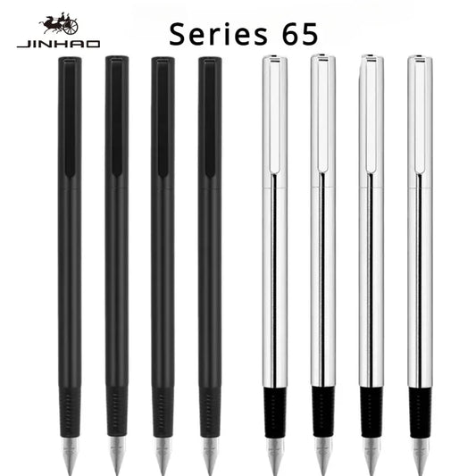 JINHAO 65 Fountain Pen F/EF/ 0.3mm Nib Stainless Steel Frosted Black Writing Ink Pens Business Office School Supplies Stationery