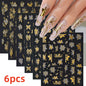 8Pcs Red Heart Nail Stickers 3D Bronzing Silver Gold Heart Shape Star & Moon Metal Totem Nail Slider Self-Adhesive DIY Nail Art*