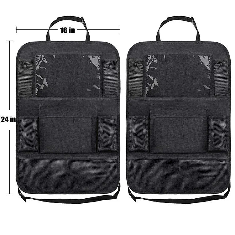 Car Backseat Organizer with Touch Screen Tablet Holder Auto Storage Pockets Cover Car Seat Back Protectors for Trip Kids Travel