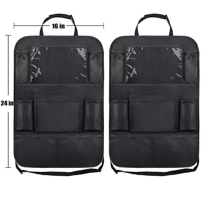 Car Backseat Organizer with Touch Screen Tablet Holder Auto Storage Pockets Cover Car Seat Back Protectors for Trip Kids Travel