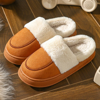2024 New Winter Trend Concise Indoor Mule Warm Cosy Non-slip Plush Slippers For Women Closed-toe Slides Ladies Home Cotton Shoes