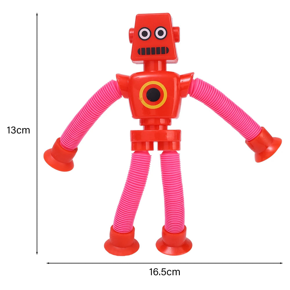 Variable Fun Cartoon Robot Telescopic Tube Toys Kids Puzzle Stretch Suction Cup Robot Toy DIY Telescopic Stress Relief Toys
