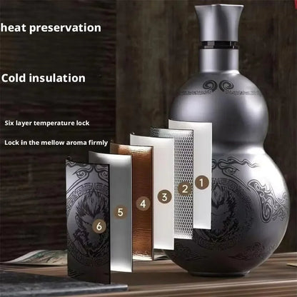 304 Stainless Steel Thermal Insulation Cup Black Game Cosplay Lanyard Outdoor Portable Wukong Theme Gourd Style Water Bottle