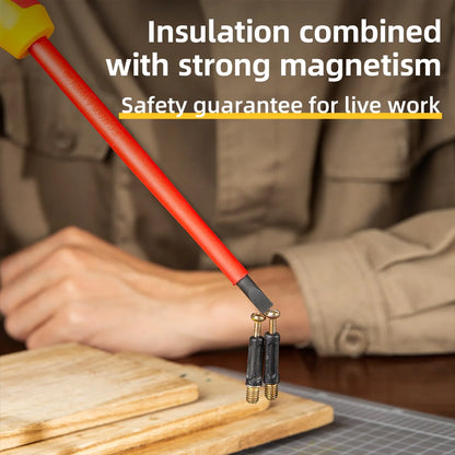 Deli 1pcs Insulated Screwdriver CRV PH SL Chrome Vanadium Steel 1000V High Voltage Resistant Electrician Repair Tools