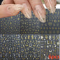 8Pcs Red Heart Nail Stickers 3D Bronzing Silver Gold Heart Shape Star & Moon Metal Totem Nail Slider Self-Adhesive DIY Nail Art*