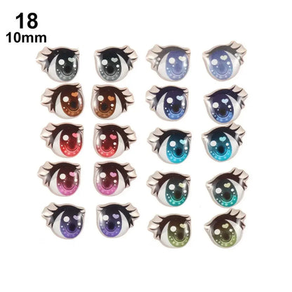 10Pairs Long Eyelashes Cute Love Cartoon Eyes Stickers Anime Figurine Doll Face Organ Paster Clay Decals DIY Doll Accessories