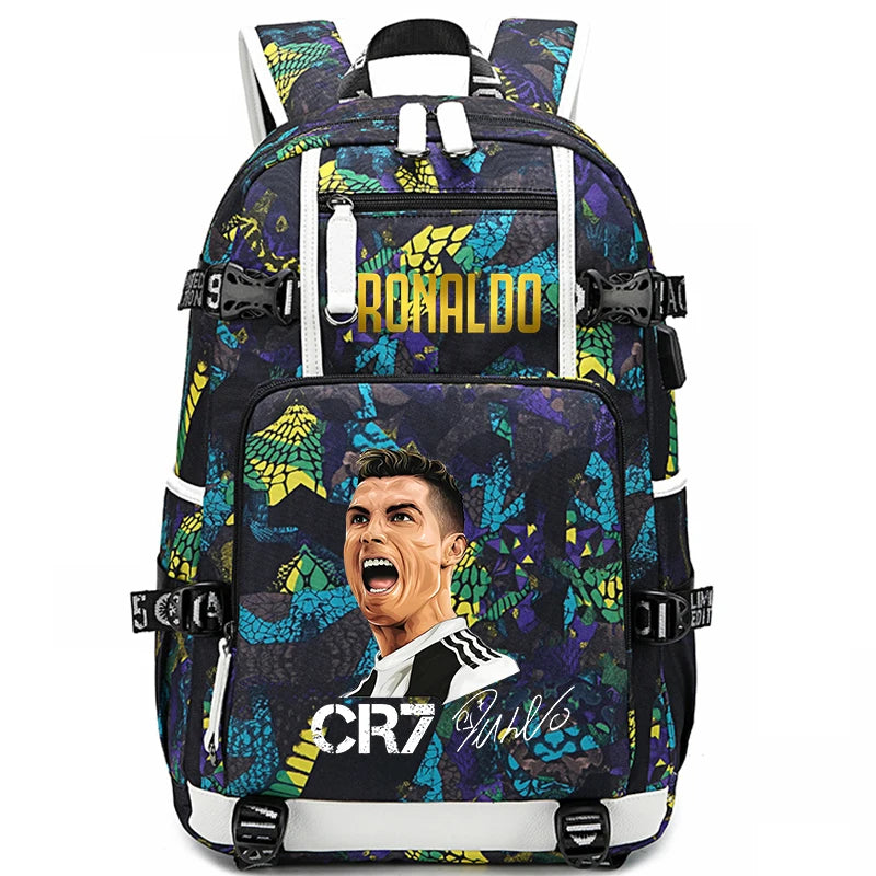 Ronaldo Print Student School Bag Children's Backpack Outdoor Travel Bag