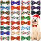 2024 New 50PCS Christmas Dog Bows Removable Dog Bowties Collar Pet Dog Christmas Bow Tie For Dogs Pets Christmas Accessories