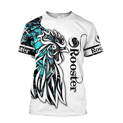 Rooster Fight Pattern T Shirt For Men Funny Chicken 3D Printed Tees Summer Casual Short Sleeve Round Neck Tops Unisex T-Shirts