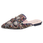 Summer 2023 New Elegant Women Rivets Slides Mules Breathable Flat Slippers Closed Toe Slides Party Shoes