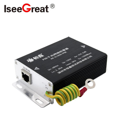 Single-channel Gigabit POE Network Lightning Protection Device 1000Mbps SPD Thunder Preventer For CCTV IP Cameras