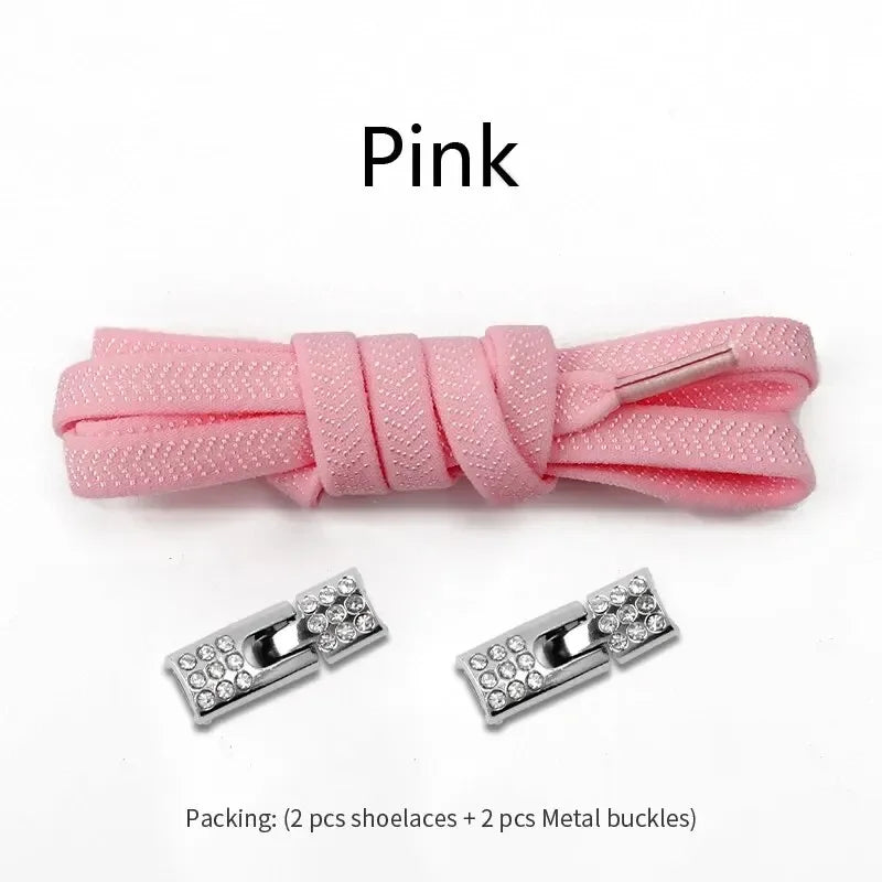 Elastic Laces Sneakers Diamond Cross Locks Shoelaces Without Ties Kids Adult 8MM Width No Tie Shoe Laces Rubber Bands Shoelace