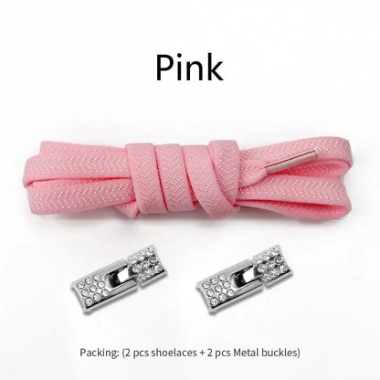 Elastic Laces Sneakers Diamond Cross Locks Shoelaces Without Ties Kids Adult 8MM Width No Tie Shoe Laces Rubber Bands Shoelace