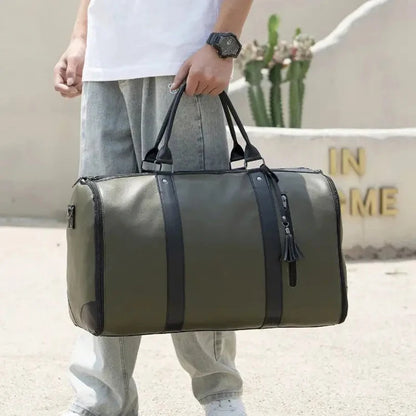 Carry On Garment Bag 55L Large Pu Leather Duffle Bag Waterproof With Shoe Pouch For 2 In 1 Hanging Suitcase Suit Travel Bags