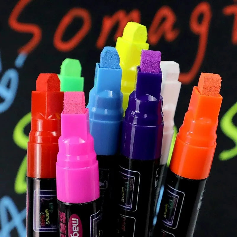Roise 8 Colors/Set Fluorescent Pen Lamp Board Pen LED Pen Fluorescent Board Luminous Pen Advertising Pen Can Wipe Liquid Chalk