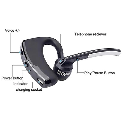 New V8 Wireless Bluetooth Single Earphone With HD Mic Stereo Headset Handsfree Call Business Headphone For Sports Driving Travel
