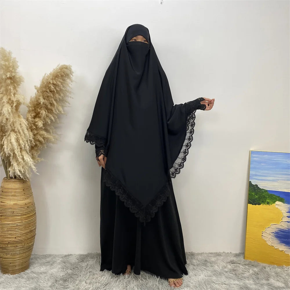 Hijab Dress Kimono Islamic Abayas For Women 2 Sets Muslim Women's clothing Kimono Islamic Scarf Dress Dubai Ramdan Khimar Kaftan