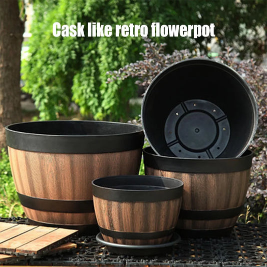 Bucket-liked Flower Pot   Large Capacity Retro Planter  For Plants Flowers