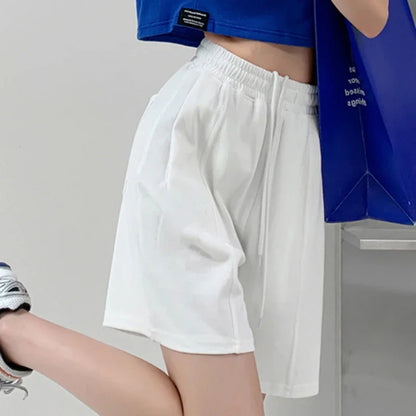 Lucyever Blue Pink Black Women's Shorts 2025 Summer High Waist Wide Leg Shorts for Women Casual Loose Soft Sports Short Pants