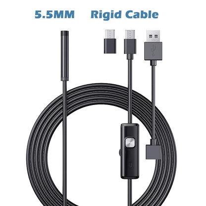 Android Endoscope Camera 7MM 5.5MM Mini Lens 3IN1 TYPE-C Micro USB 6LEDs Waterproof Inspection Borescope for Samsung Huawei PC