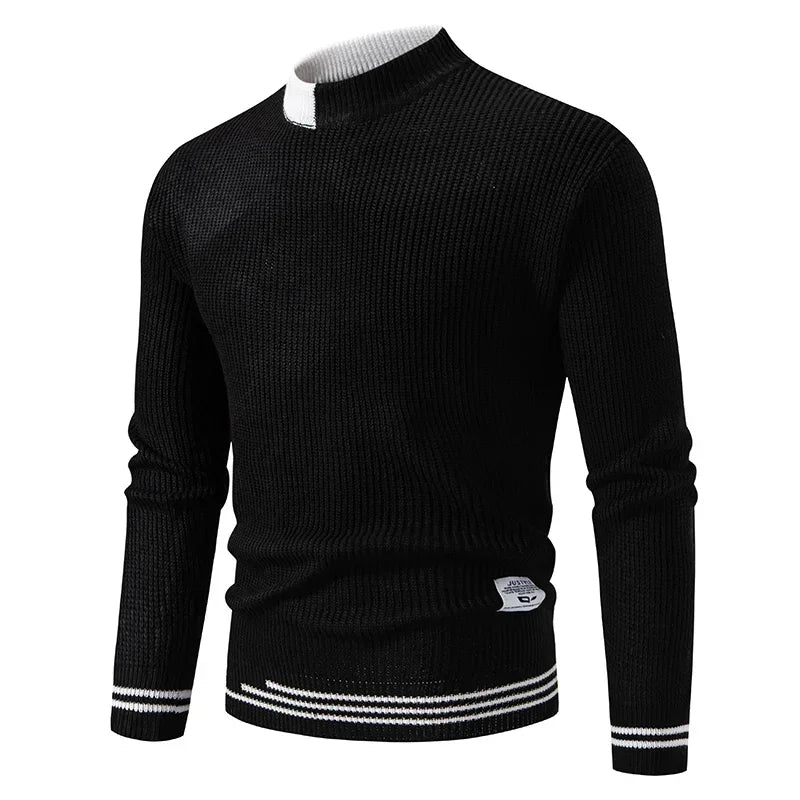 2025 High Quality Men's New Autumn and Winter Casual Warm Color Block Sweater Knit Tops Man Clothes
