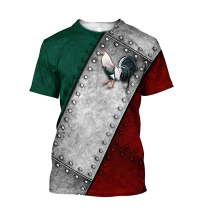 Rooster Fight Pattern T Shirt For Men Funny Chicken 3D Printed Tees Summer Casual Short Sleeve Round Neck Tops Unisex T-Shirts
