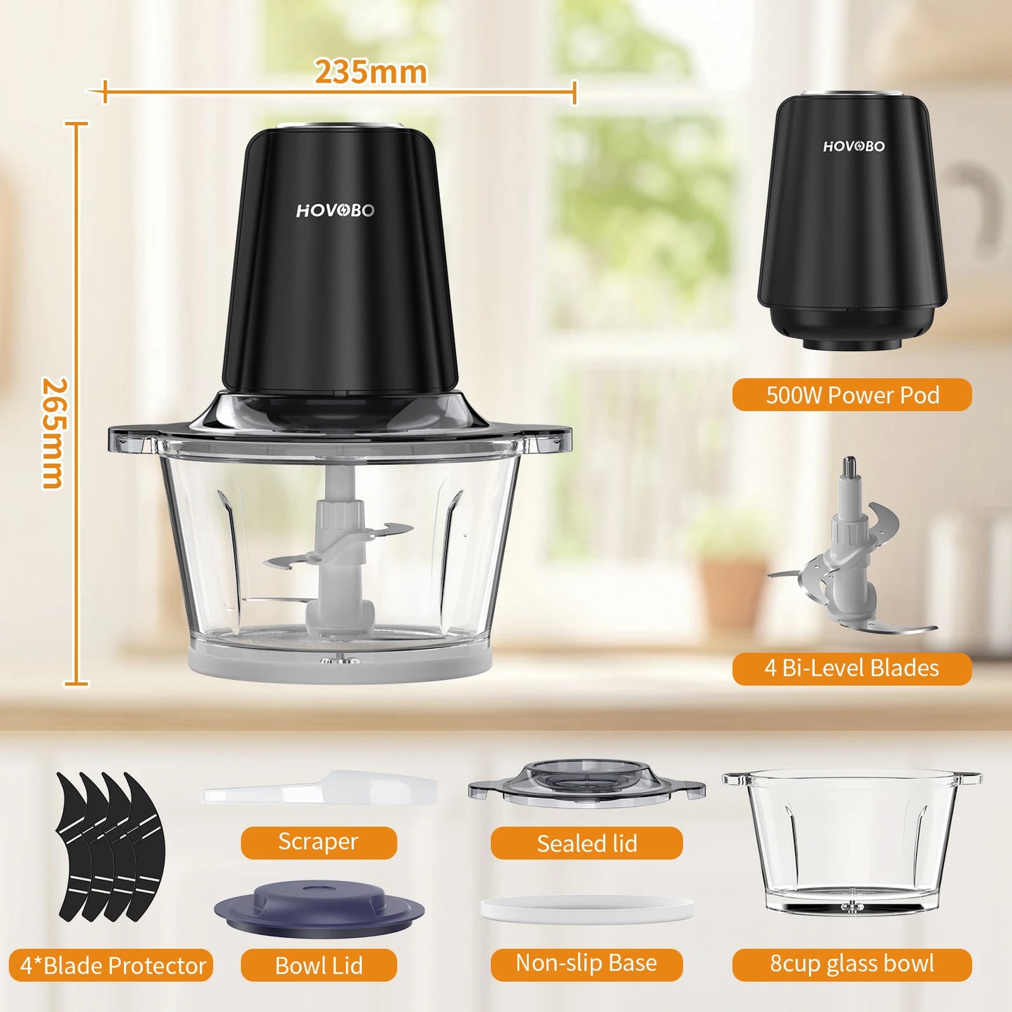 Food Processor Electric Meat Grinder 500W Food Chopper 2 Speed for Vegetable Kitchen Cutter Medium Super Chopping Grinding