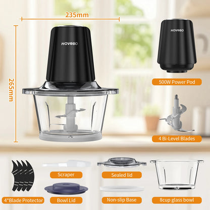 Food Processor Electric Meat Grinder 500W Food Chopper 2 Speed for Vegetable Kitchen Cutter Medium Super Chopping Grinding