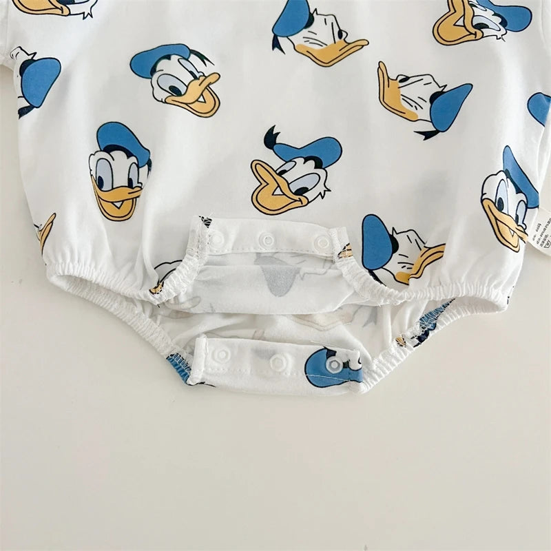 Baby Girl Jumpsuit Boys Romper Sock Hat 3pcs Newborn Clothes Set Cotton Cartoon Daisy Donald Duck Infant Toddler Bodysuit Outfit