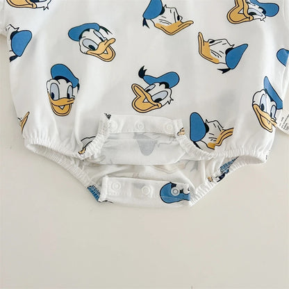 Baby Girl Jumpsuit Boys Romper Sock Hat 3pcs Newborn Clothes Set Cotton Cartoon Daisy Donald Duck Infant Toddler Bodysuit Outfit