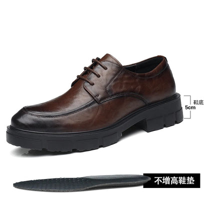 5 8 10 Cm Heel Shoes Men Fashion Casual Cow Leather Men's Dress Shoes British Breathable Groom Platform Wedding Shoes Male